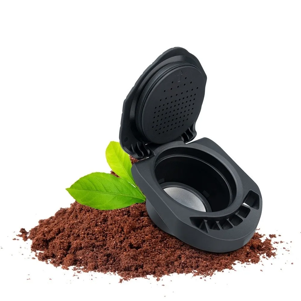 Novo adaptador de cápsula reutilizável recarga preto café em pó bandeja cápsula converter para genio s/piccolo xs para dolce gusto café