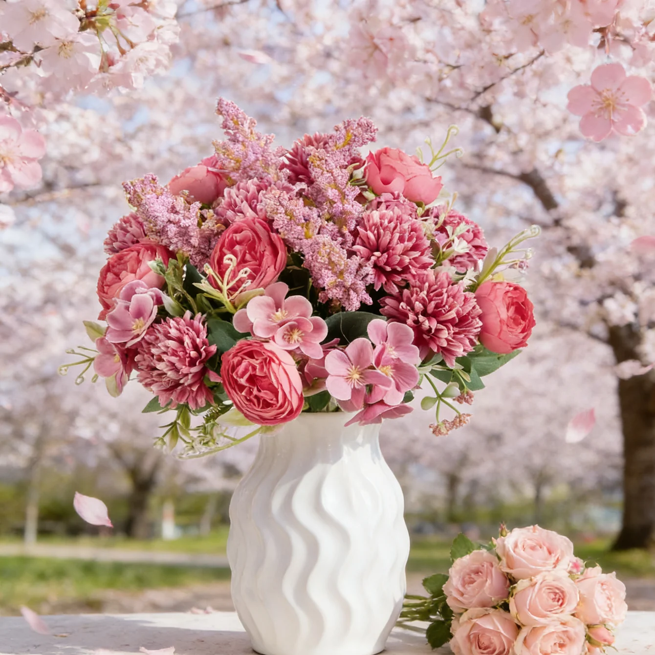 Künstliche Blumen für Festdekoration, Heim, Zimmer, Tisch, Vase, Hochzeit, Kranz, Garten, Rosenbögen, Seiden-Pfingstrosen, Brautstrauß, Accessoires und Geschenke – Detail 2
