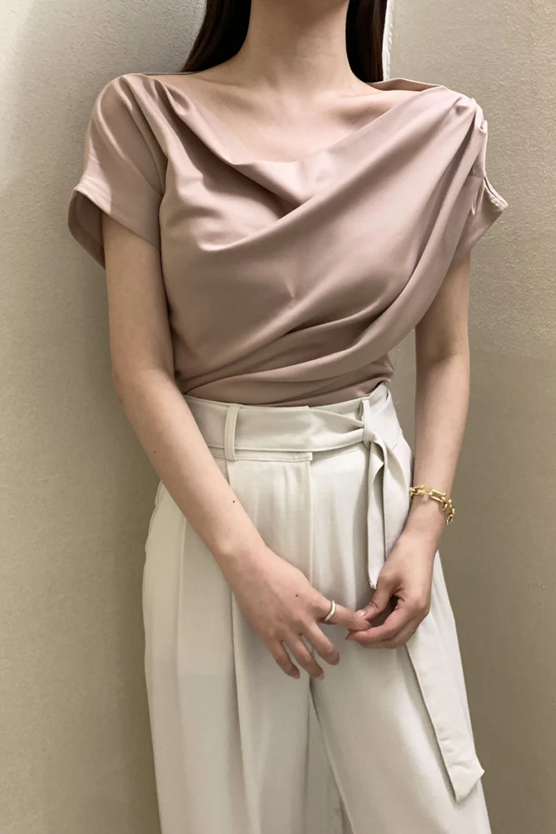 Ele One-shoulder ort-Sve Damska bluzka koreańska, dopasowany krój, elegancka, codzienna, szykowna, letnia, modny design.