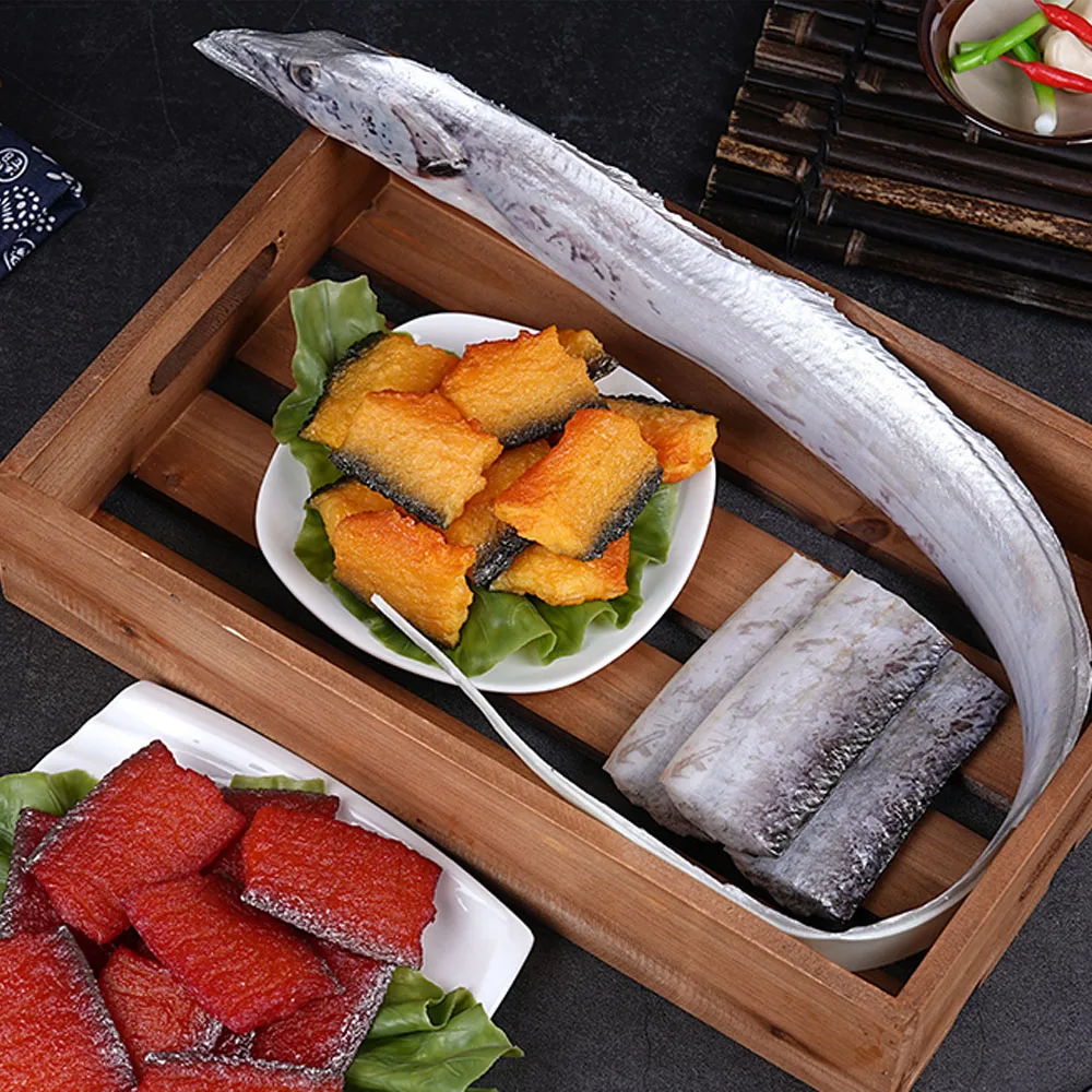 

5 Pcs/Lot artificial fake simulation food props hotel restaurant decor ribbonfish hairtail fish fillet slices Cubes model
