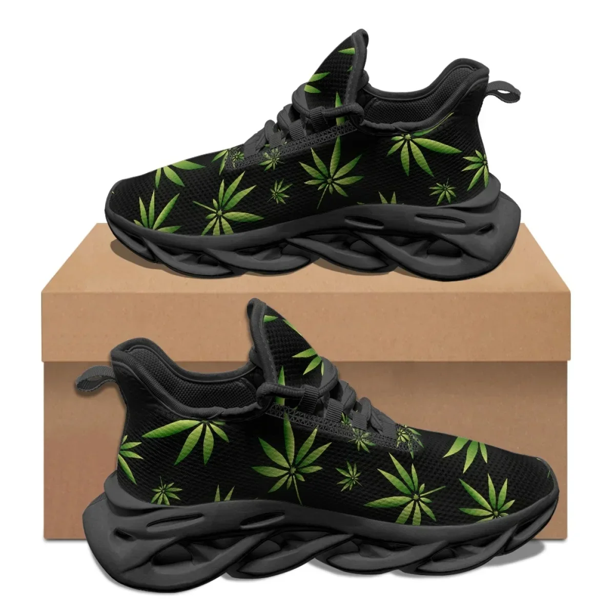 3D Green Weed Leaves Print Outdoor Mesh Swing Sneakers 2023 Fashion Platform Shoe Casual Running Shoes tenis Zapatos