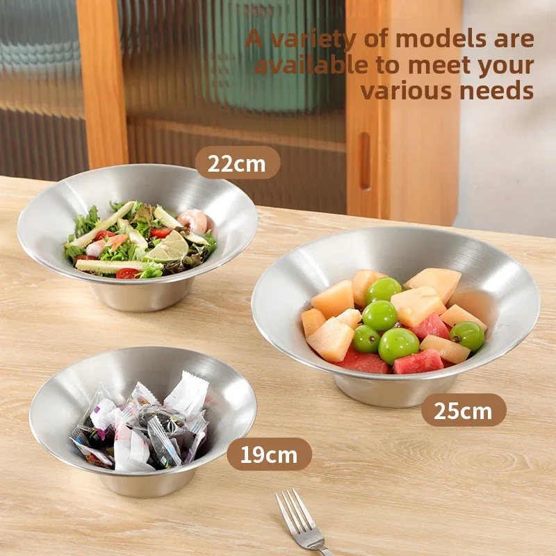 YJQ stainless steel thickened golden Korean fruit salad bowl V-shaped soup bowl baking