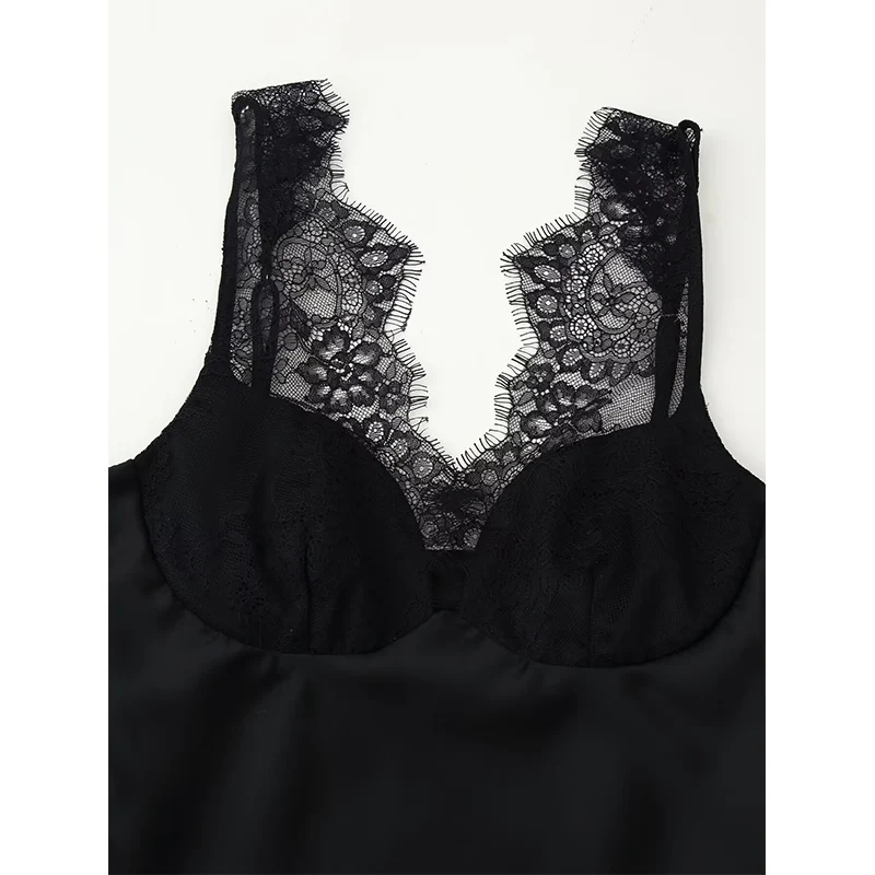 سترة نسائية أنيقة مرقعة من الدانتيل بدون أكمام وفتحة رقبة شكل v عميقة وخصر نحيف سترات للحفلات لصيف 2026 سترات نسائية جديدة للشارع