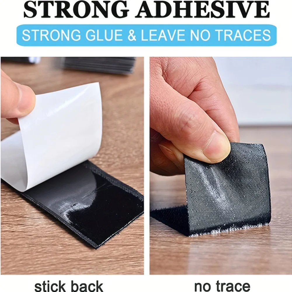 12/24 pairs Self-Adhesive Hook Loop Strips Double Sided Interlocking Tape Sticky Back Tape Heavy Duty Mounting Strips for Home