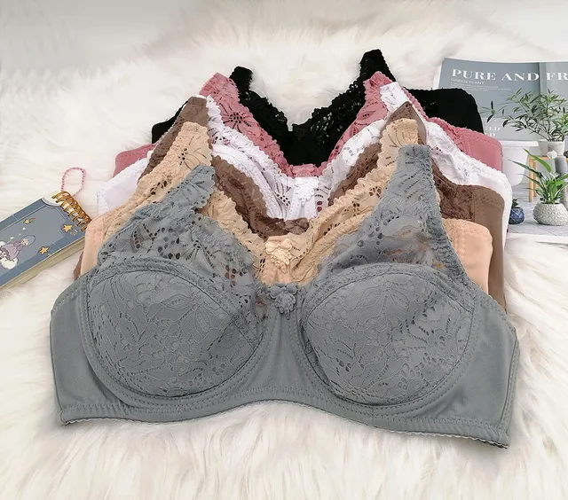 Klasyczny biustonosz CDE Cup Przezroczyste koronkowe biustonosze Plus Size Kobiety 34, 36, 38, 40, 42 44 46 Biustonosz wygodny bawełniany Seksowna bielizna C18