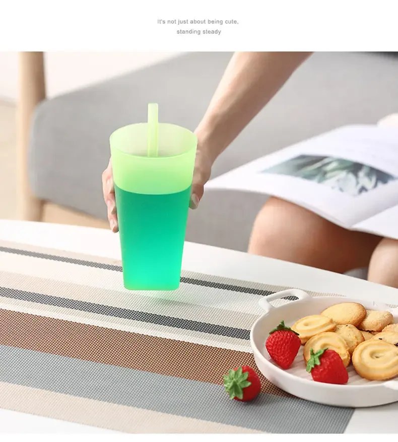 1 Pcs Kid Children Infant Baby Sip Cup with Built In Straw Mug Drink Solid Food-grade Plastic Straw Cup Kids Water Bottle