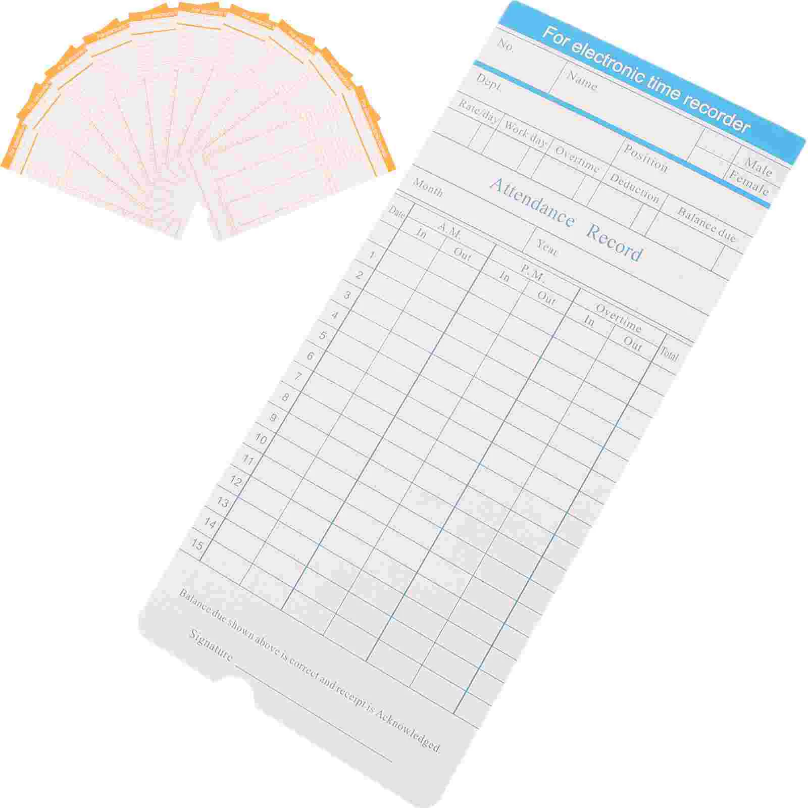 Imagem -06 - Relógios de Dupla Face com Cartões de Tempo Attchimney Inglês Edição de Papel Timecards para Funcionários 100 Folhas