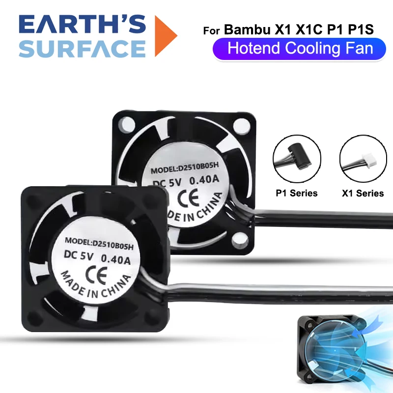

3D Printer Parts 2510 Hotend Cooling Fans for Bambu Lab X1 P1 Hotend With Cable Rapid Cooler Fans for Bambu P1S P1P X1C Series