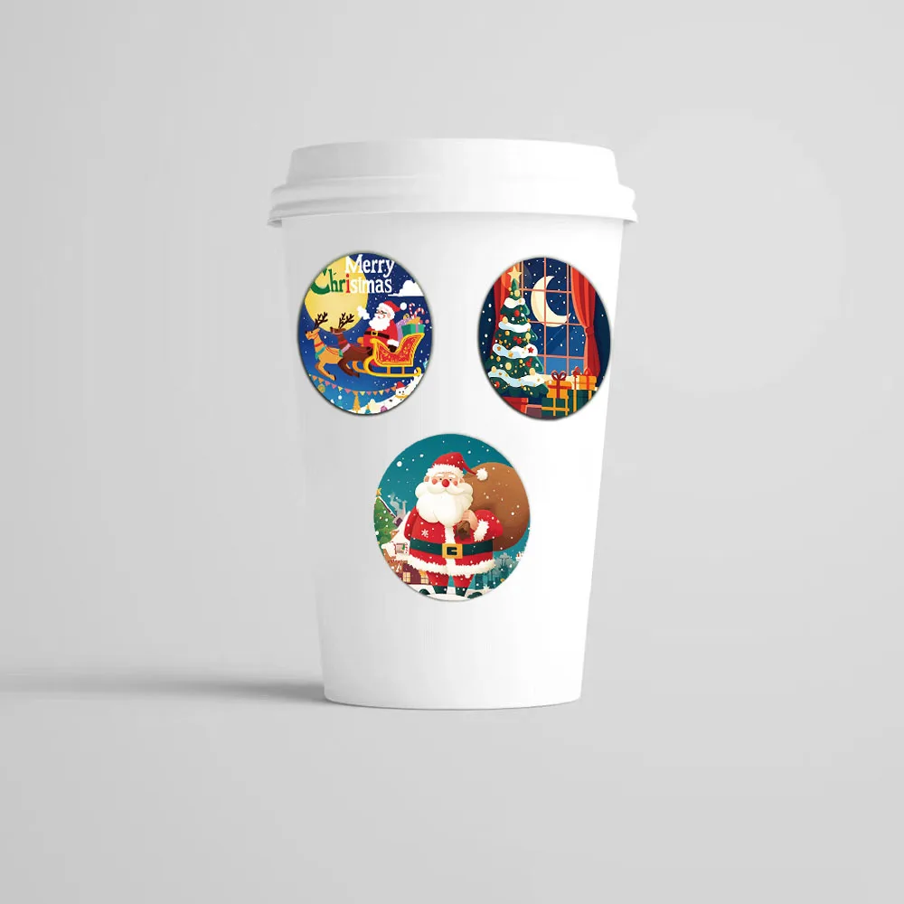 Autocollants ronds joyeux noël, 500 pièces, 1 pouce, cadeau pour enfants, emballage de pâtisserie, enveloppe, papeterie de décoration, étiquettes de vacances festives, nouvelle collection