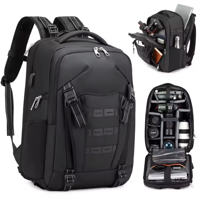 

Men travel Professional SLR camera backpack With tripod bracket Detachable into Drone backpack Hiking 17 inch Laptop Backpack