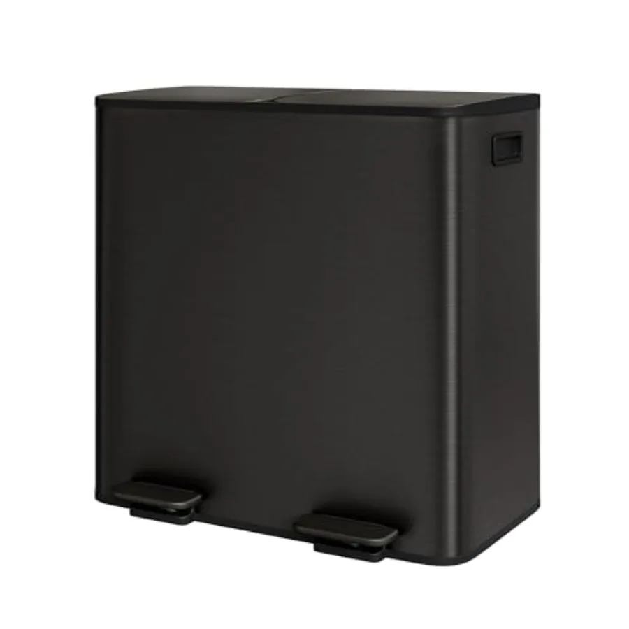 

Trash Can 2 x 10.6 gal 2 x 40 L Garbage Can for Kitchen Dual Compartment Recycling Kitchen Step Trash Bin Stainless Steel Trash