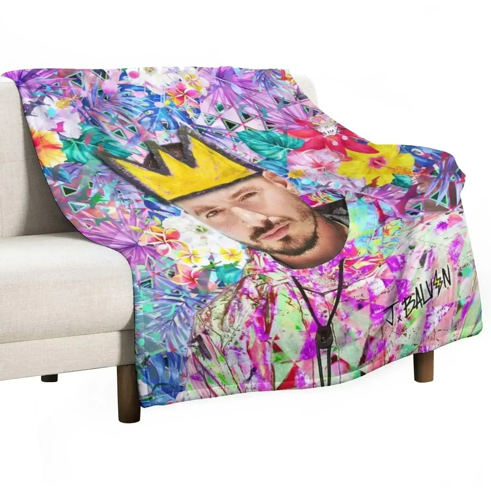 

J Balvin Portrait artwork Throw Blanket For Sofa Thin blankets and throws Thin Bed covers Blankets