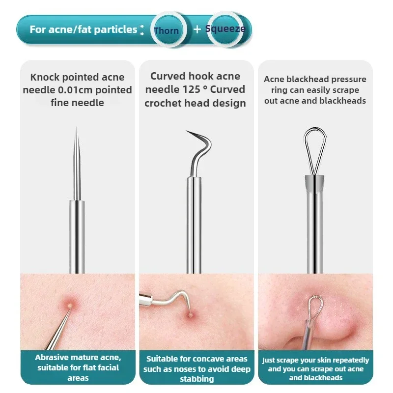 8Pcs/Set Ultra-fine Cell Pimples Blackhead Clip Tweezers Beauty Face Health Salon Special Blackhead Remover Acne Needle Tool New
