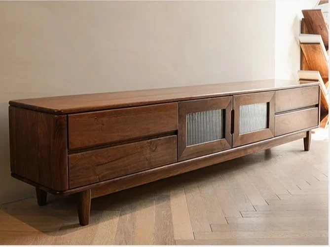 

Шкаф для телевизора из североамериканского черного ореха, средневековый шкаф для хранения телевизора из цельного дерева для гостиной