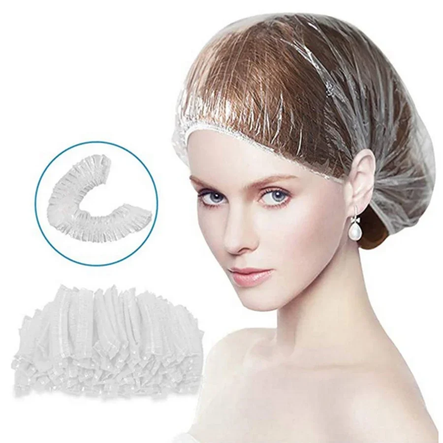 Plastic Disposable Shower Cap, Hair Treatment Cap, Hair Dye Cap, Shampoo and Shower Strip-Shaped Hat