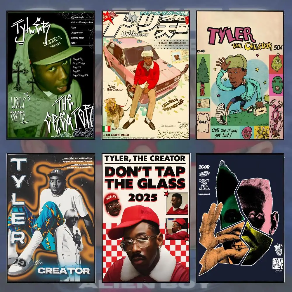 Singer T-Tyler The Creator Poster Home Living Bed Room Bar Hallway Sticky Wall Printing Waterproof Aesthetic Decor