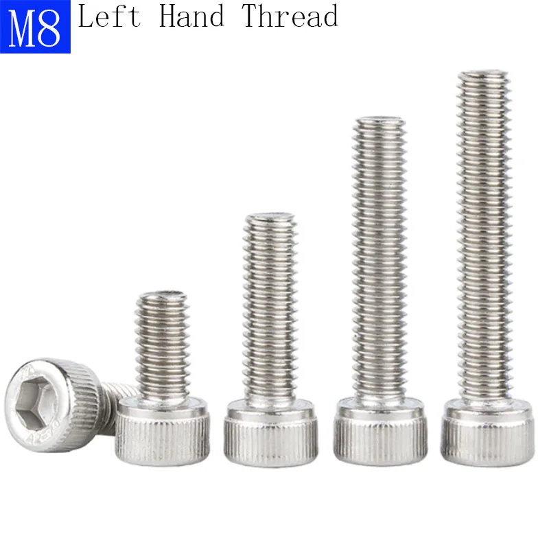 M8 - 1.25 Left Hand Thread Socket Cap Screws Hex Allen Bolts A2 304 Stainless