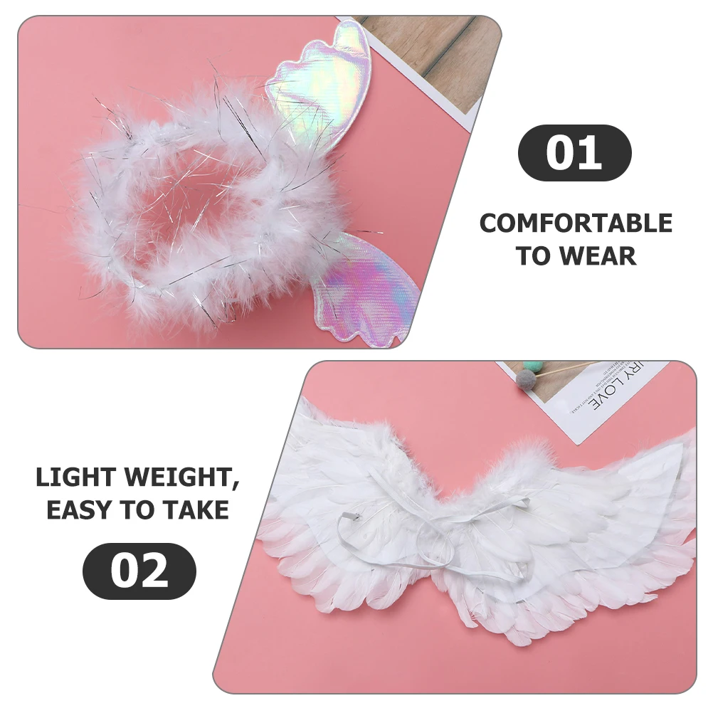 

1 set 1 Set Fairy Wing Costume Prop Set Girls Lightweight Reusable Headband Wand Party Festival Stage Photo Props