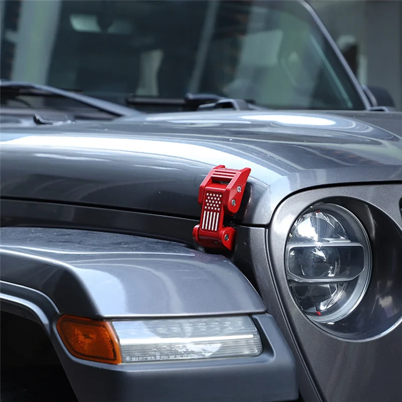 

Precision Car Engine Hood Latch Lock Catch Cover Kit For Jeep Wrangler JK 2007-2017 JL JT Gladiator 2018-2022 Parts (Red)