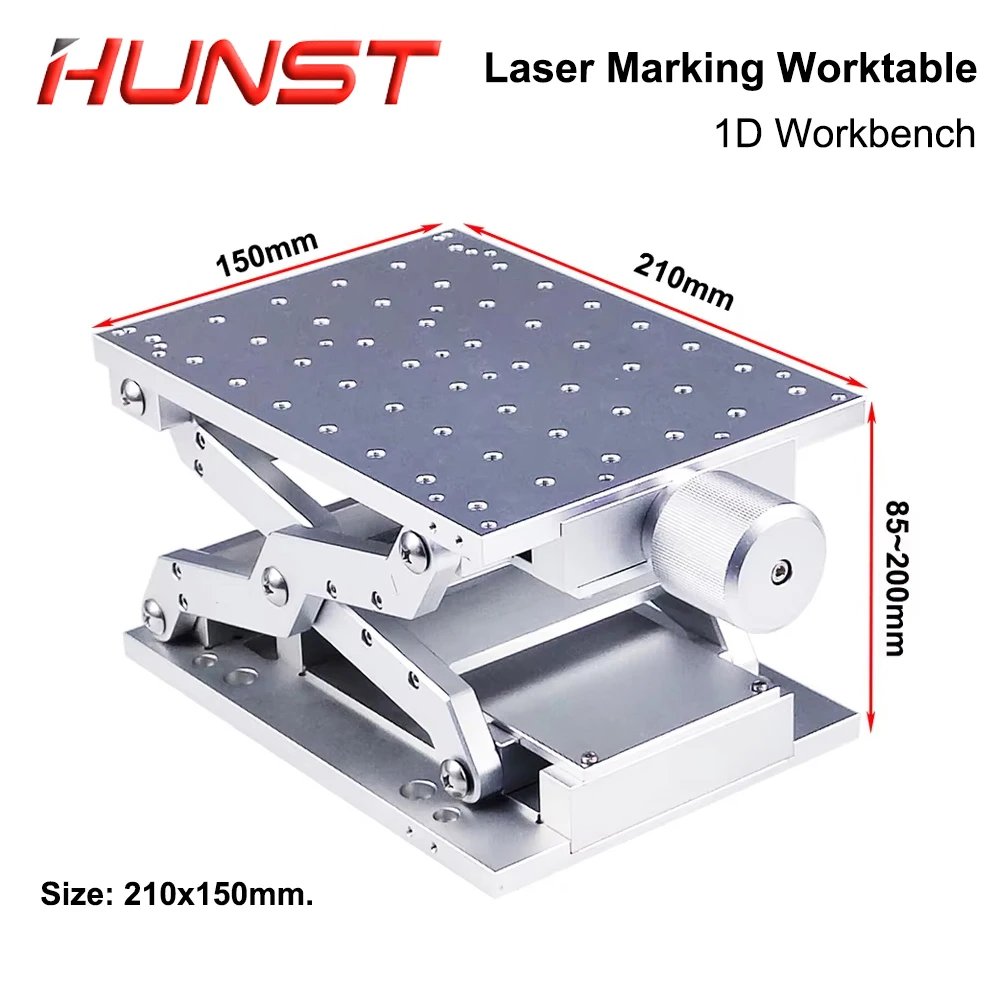 HUNST Desktop Portable Table 1D Mobile Table 210x150x85mm for Manual Lifting Platform for Laser Marking Machine