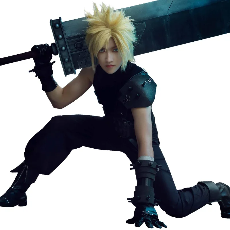 Final Fantasy 7 Cloud Strife Cosplay Fantasia Costume Disguise Adult Men Vest Pants Uniform Anime Wig Man Halloween Costume 2023