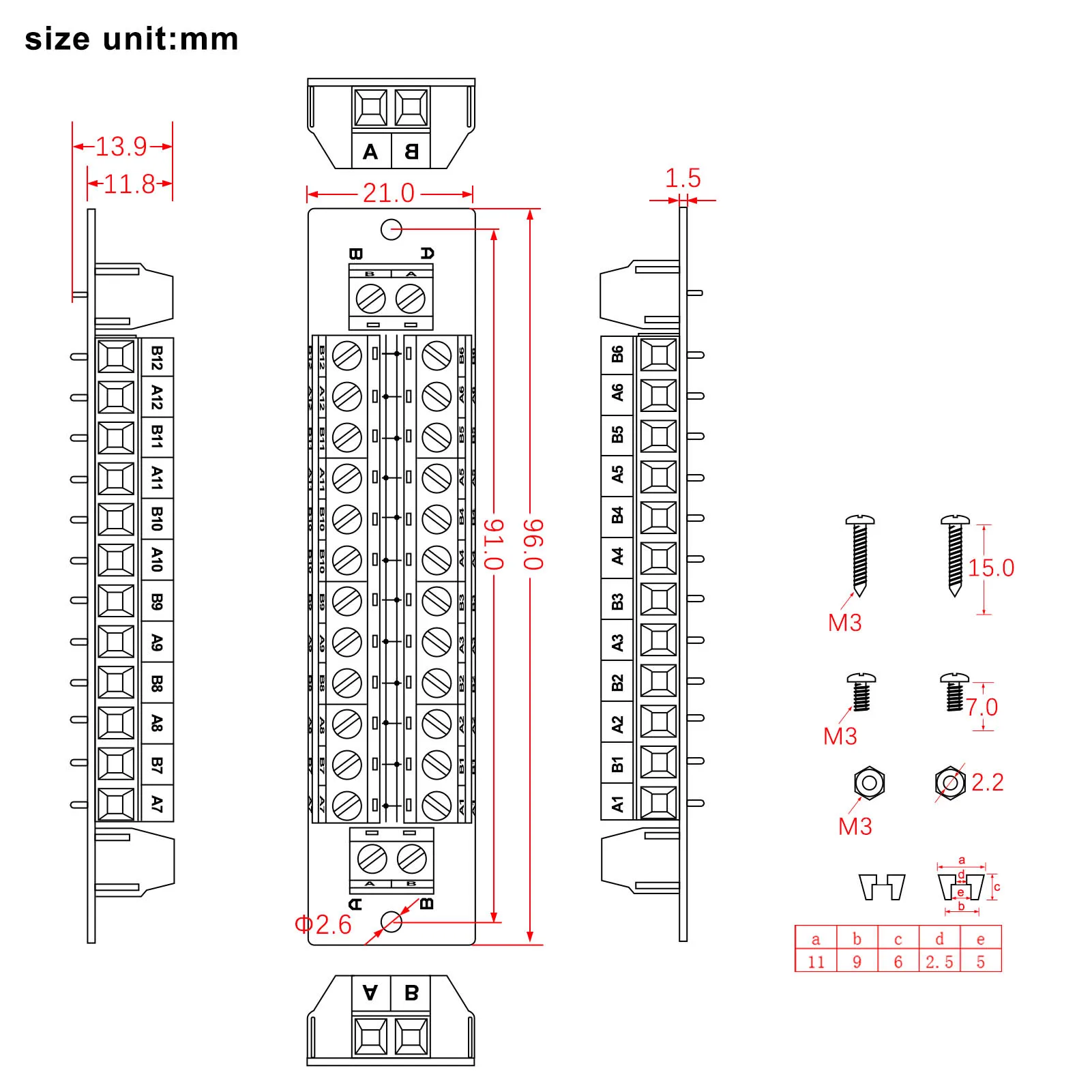 Evemodel 1 unidad de placa de distribución de energía 10A 2 entradas 2 x 12 salidas para control de potencia de voltaje CC CA PCB014