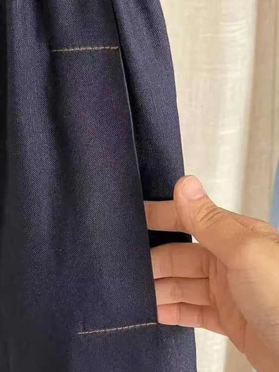 กางเกงขายาวผ้าลินินทรงหลวมสไตล์ลำลองสำหรับผู้หญิง คอลเลคชั่นฤดูร้อน ปี 2025 ไซส์เล็ก ผ้าลินินอเนกประสงค์ แมทช์ได้กับทุกชุด