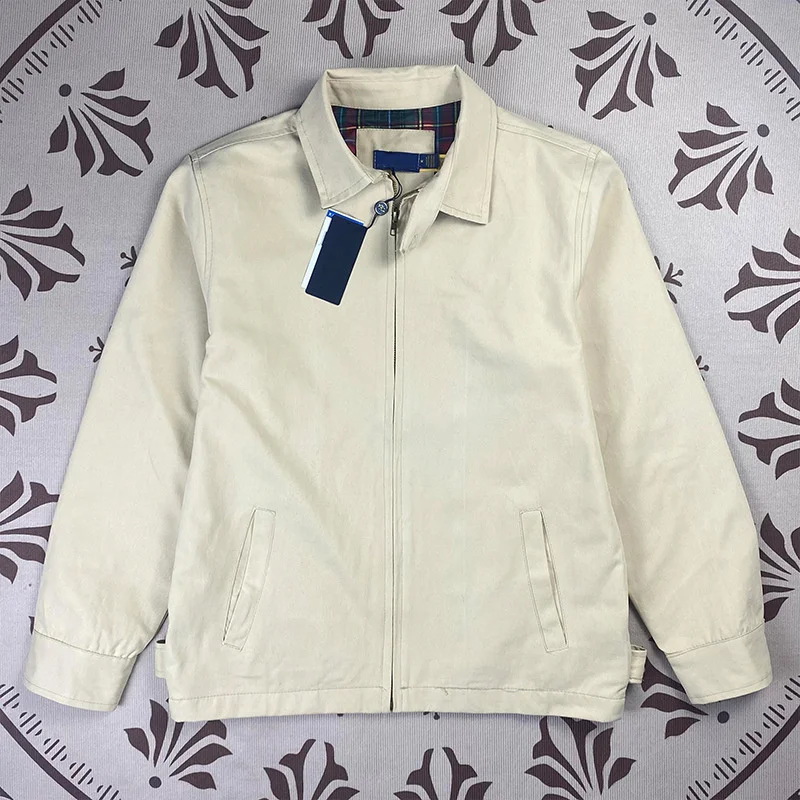 Veste à revers en pur coton pour hommes, haut brodé, 3 couleurs, décontracté, couleur unie, automne 