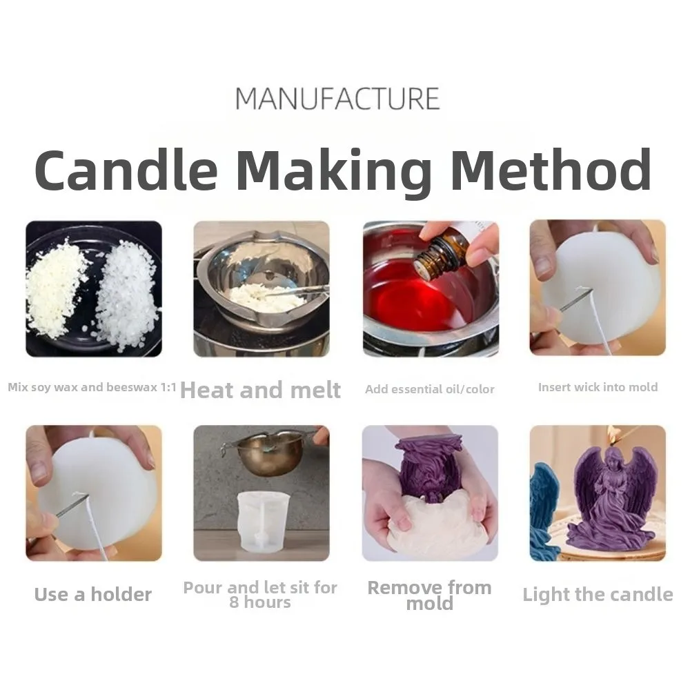

Fondant Mold Handmade Silicone Candle Mold Reusable 3D DIY Candle Mold Flexible Plaster Candle Mold Baking Tool