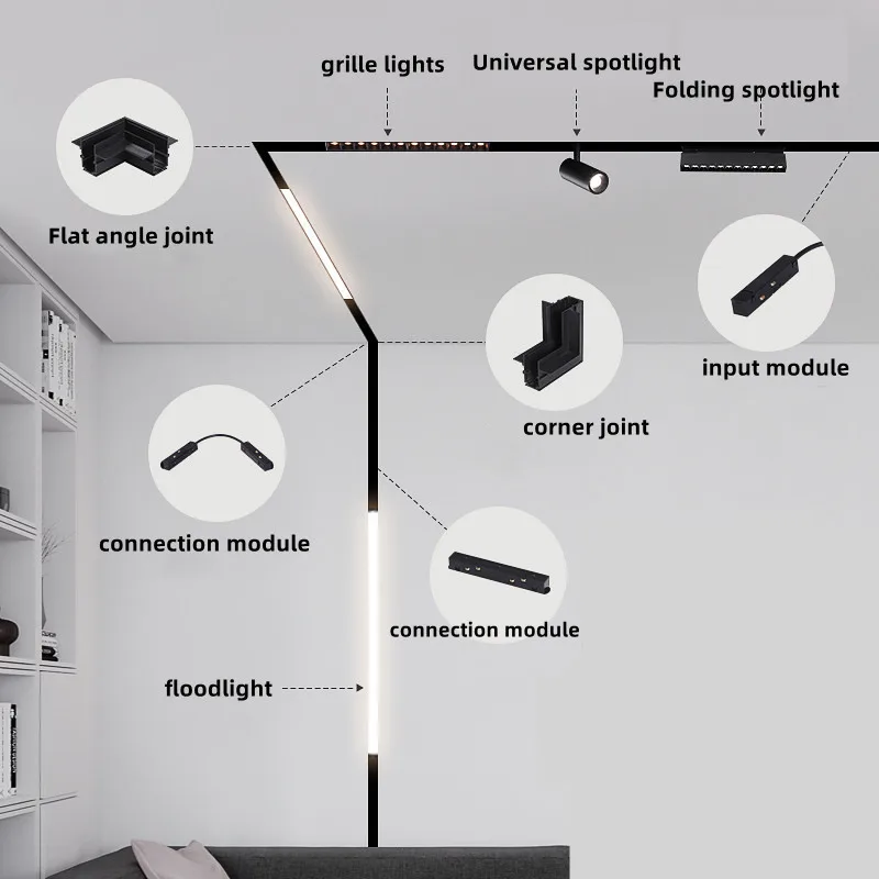 Imagem -02 - Tuya-smart Led Track Light Embutido Masterless Iluminação Lâmpada Controle de Voz Magnetic Track Light Sala de Luz Novo