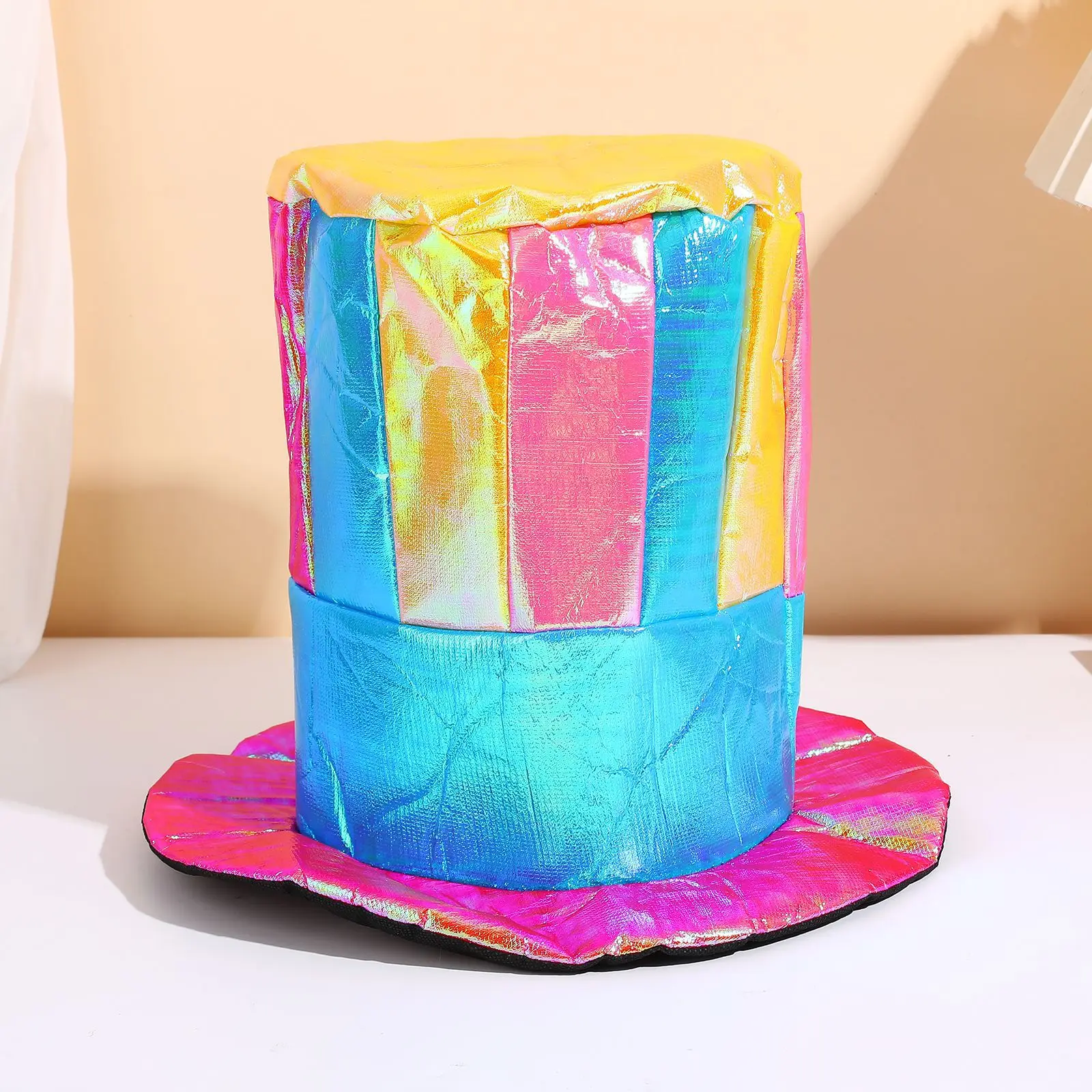 Clown Hat Halloween Party Clown Cosplay Props Circus Straight Hat Colorful Golden Cloth Top Hat Magic