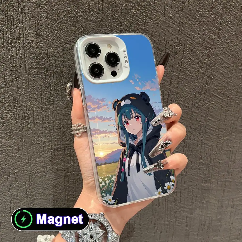 

Anime Kuma Bear Yuna Phone Case for iPhone 17 16 15 14 13 12 11 X XR XS Air Pro Max Plus Colorful Silver Magnet Cover