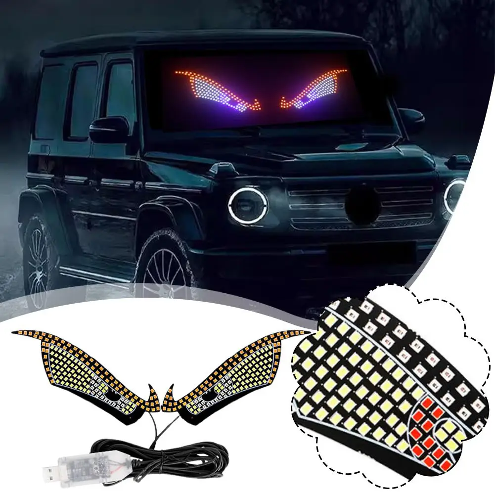 Dynamic Demon Eye Light LED Devil Eyes Light For Car Truck Windshield Front Rear Window Display Sign Usb Warning Eye Car Light