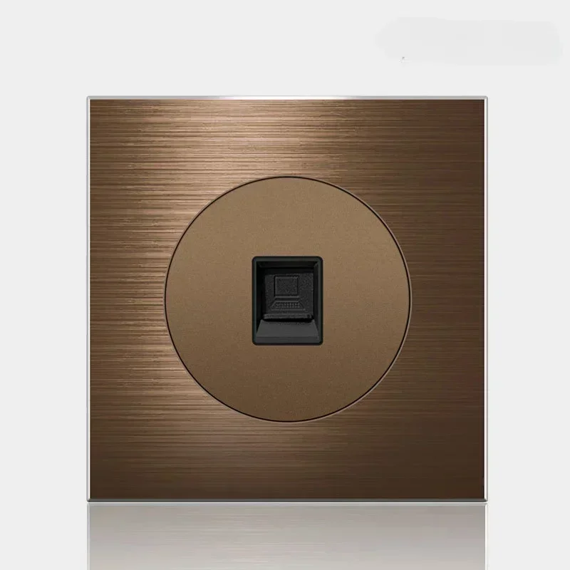 Hoge kwaliteit koffiekleur universele Retro Eu FR 220V wandlichtschakelaar, resetknopschakelaar stopcontact met LED-indicator