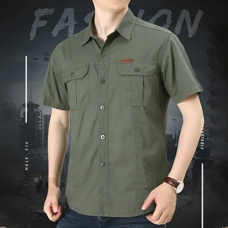 

Men's summer new loose short-sleeved shirt thin casual trendy
