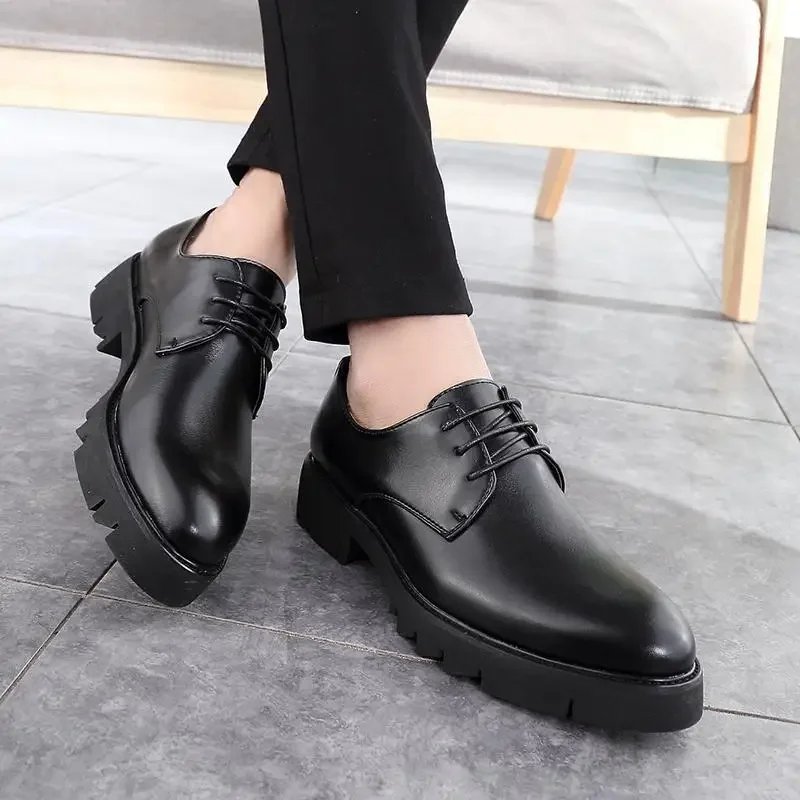 

Men's Leather Shoes Lace-up Pointed Toe Dress Black Business Men's Oxford Wedding Work