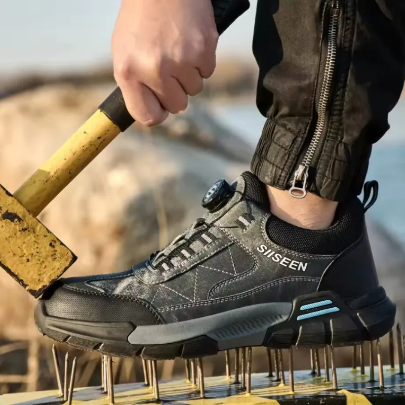 أحذية أمان رجالية زر دوار أحذية رياضية رجالي مكافحة سحق ثقب برهان أحذية عمل غير قابلة للتدمير عدم الانزلاق حذاء رجالي 2025 جديد #2