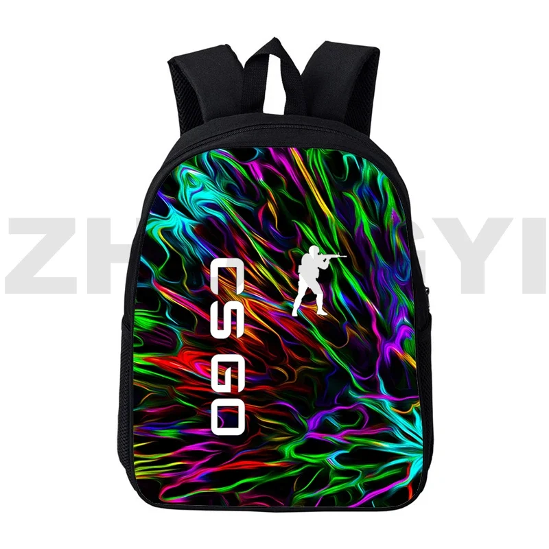 Shooting War Game CS GO 3D Print Backpacks Classic Gun CSGO School Backpack for College Students 12/16 Inch Mens Anime Back Pack