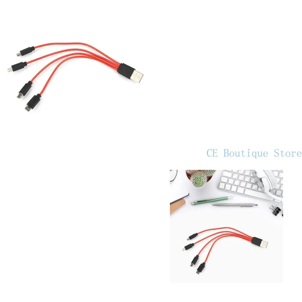 

652F 4 In 1 Micro USB Splitter Charging Data Cable For Android Phone Tablet USB Splitter Cable Charger Charging Cable