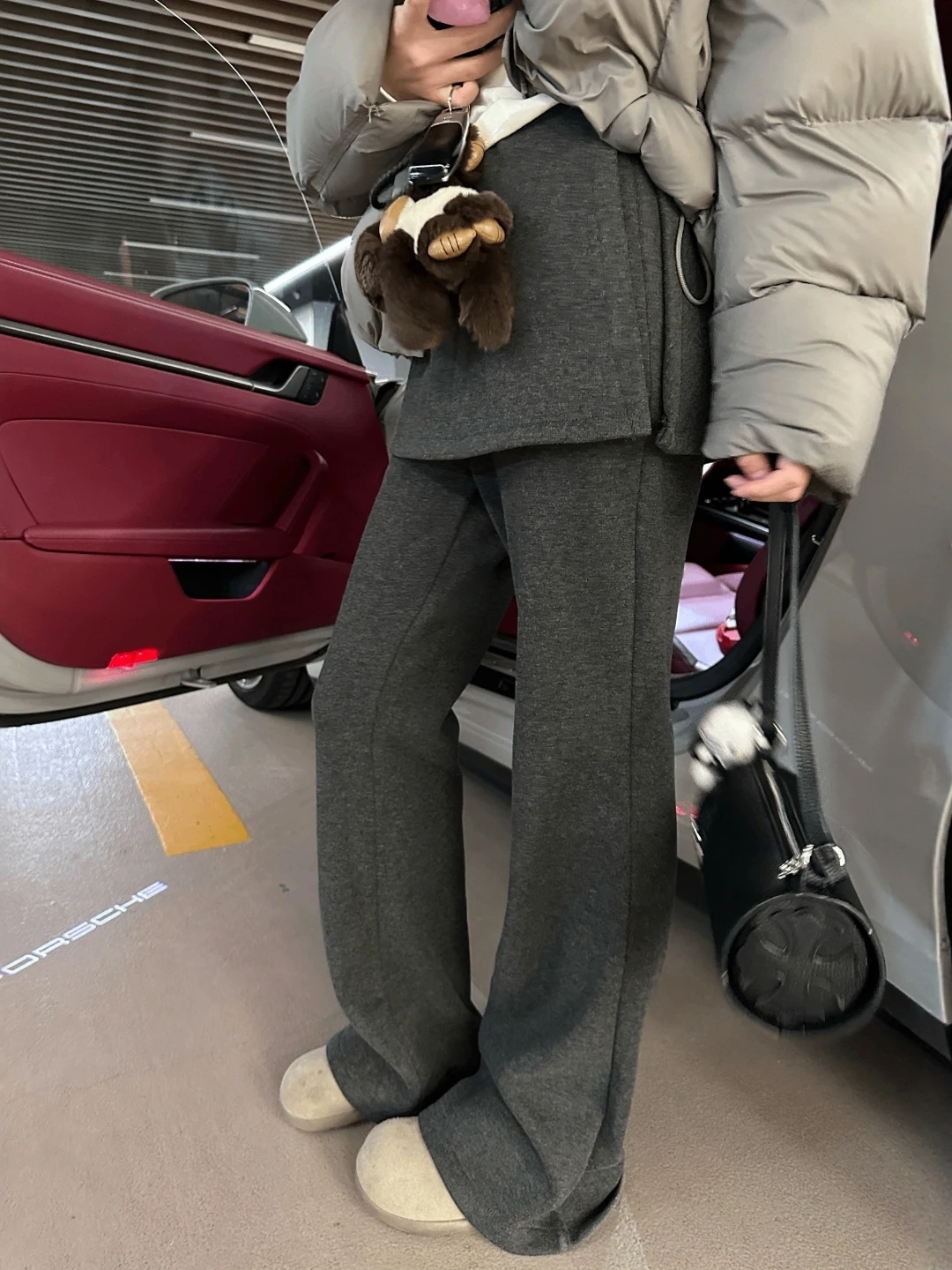 

Acetate Wool Wide Leg Yoga Pants Fce Lined Sports Slim Fit High Waist Casual Trousers Visual Lengthening Leg Effect