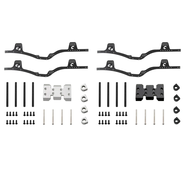 LCG Carbon Fiber Chassis Kit Frame Rail Skid Plate Body Post Mount For Axial SCX10 1/10 RC Crawler Car Parts