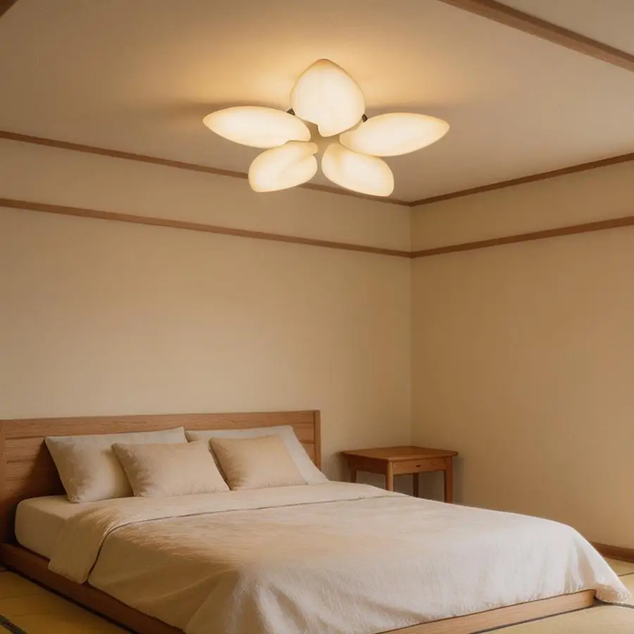 Minimalist Flower LED Ceiling Light, Stepless Dimmable 3 Color Temperature Flush Mount Lamp for Bedroom, Soft Warm Acrylic