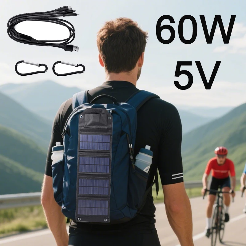 Faltbares Solarpanel, 100 W, 80 W, 60 W, tragbares Solarladegerät, wasserdichte USB-Powerbank für Telefon, Outdoor, Camping, Ladegerät