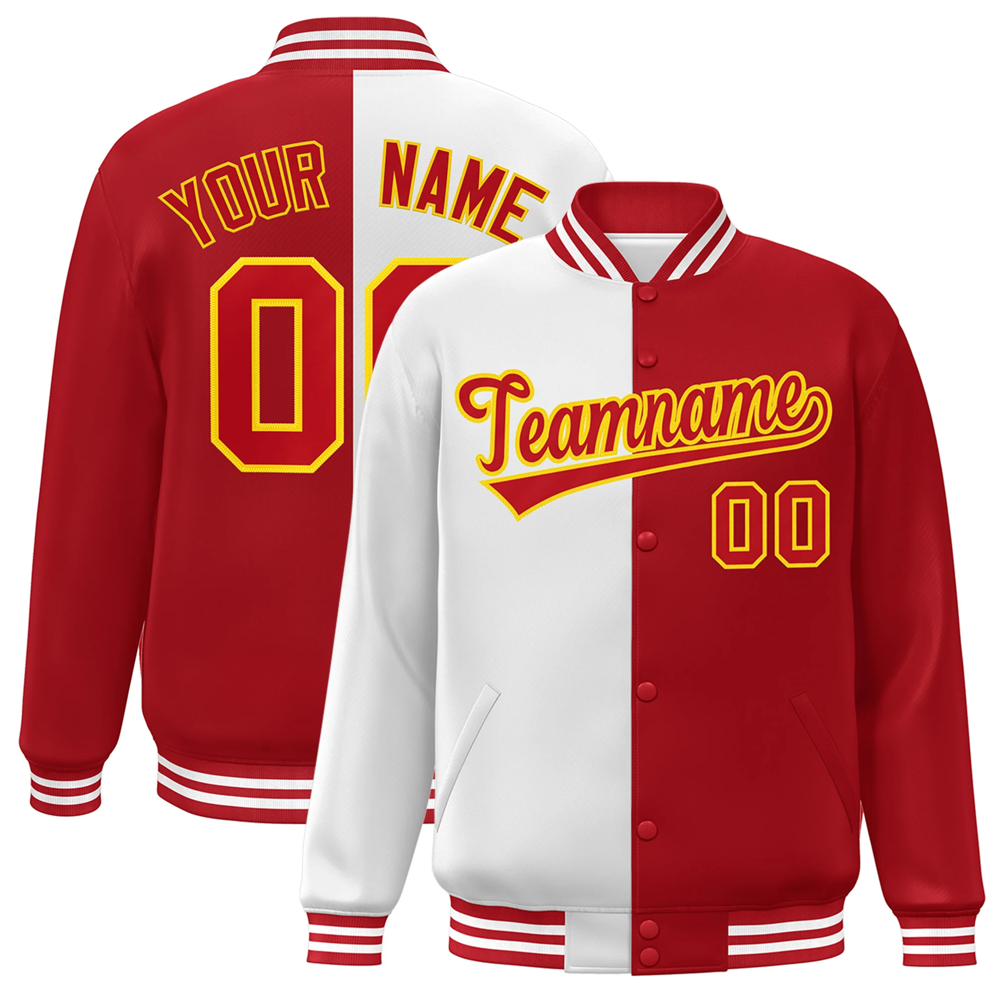 Custom Two Tone Baseball Jacket Full-Snap Unisex Jacket Personalized Stitched Name Number Logo Varsity Letterman Sport  Coat