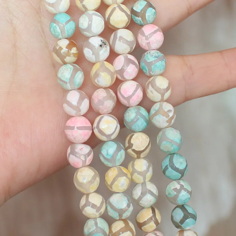 Faceted/Smooth/Frost Many Color 1Line Dzi Agate Round Beads , For DIY Necklace Bracelat Jewelry Making !