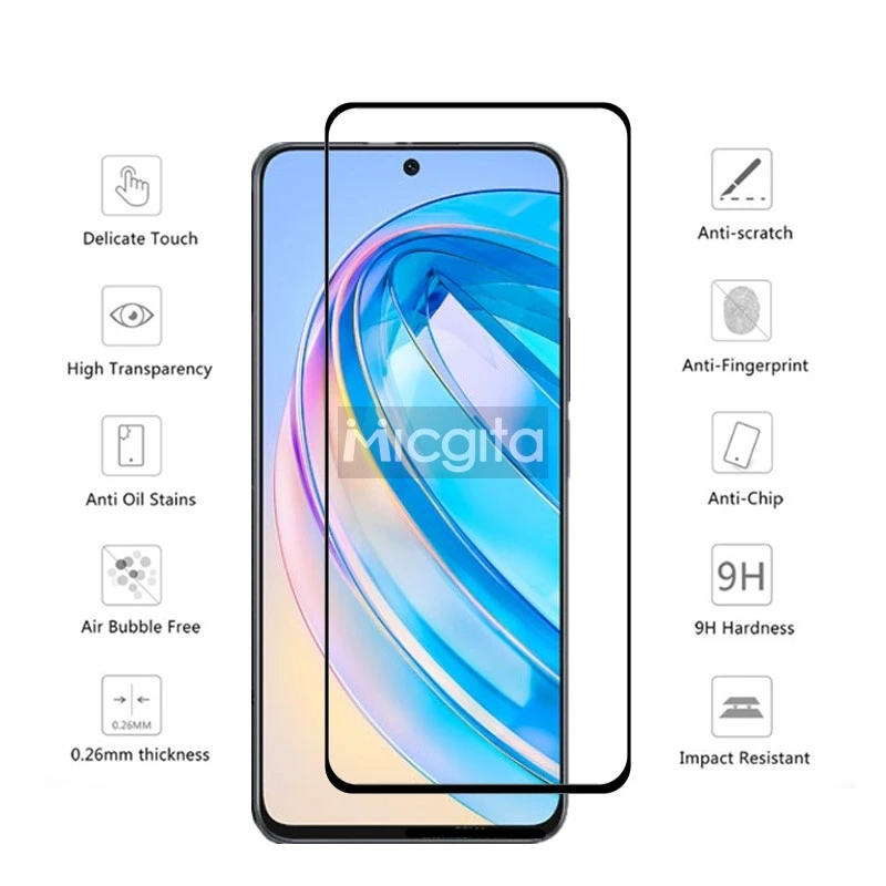 4+2 Tempered Glass Protector For Honor X8A Screen Protector Shockproof Anti-Scratch and Soft Fiber Lens film