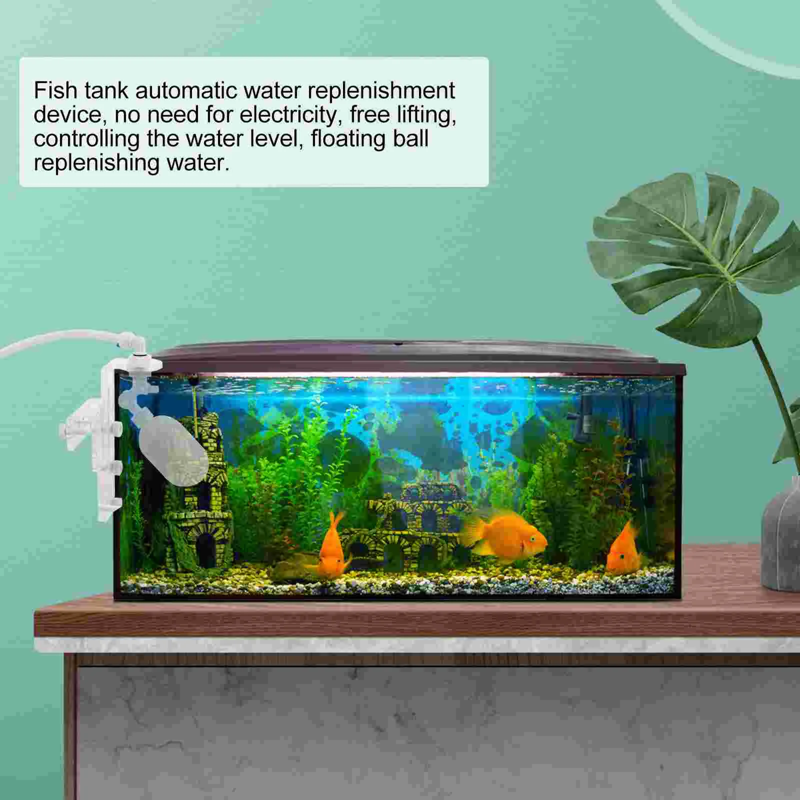 Fish Tank Water Replenisher Ball for Aquariums Plastic Float Valve with Adjustable Bracket Shut Off Pond Controller Holder