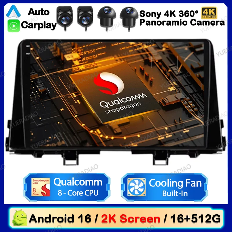 Android 16 Car Radio For KIA Morning 3 Picanto 2016 2017 2018 2019 2020 Multimedia Stereo Video Player Carplay Auto 4G WIFI QLED