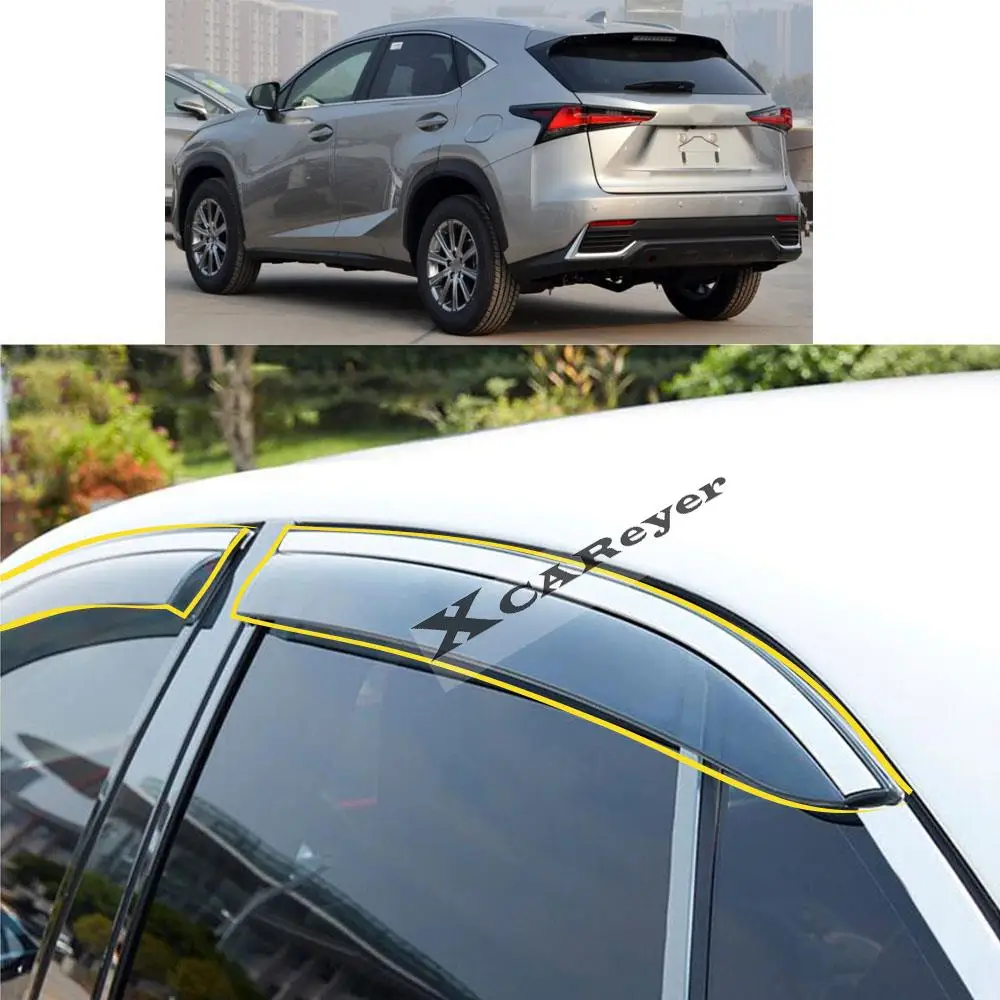 

Автомобильная наклейка для Lexus NX200T, NX300H, 2015, 2016, 2017, 2018, 2019, 2020, пластиковое стекло, ветрозащитный козырек, защита от дождя и солнца, запчасти для вентиляционных отверстий