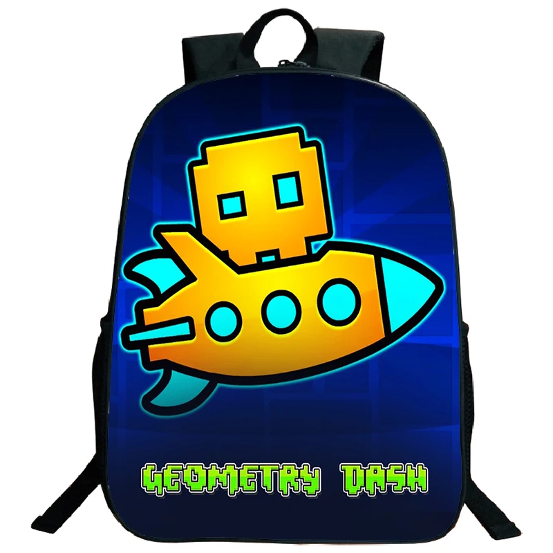 Large Capacity Geometry Dash Backpack for Teenage Students Travel Knapsack Boys Softback School Bags Kids Bookbag Laptop Bag